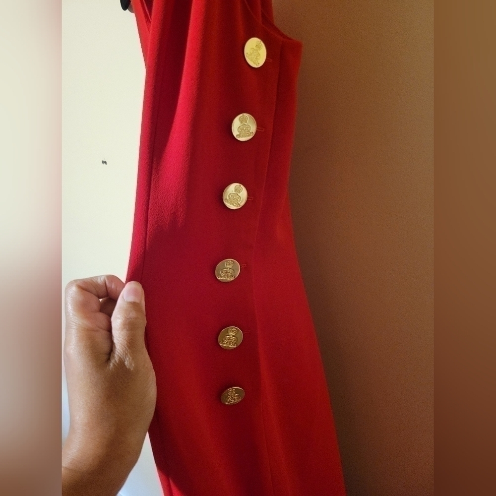 Ralph lauren purple label red gold side buttons Gown Dress size 12. - Picture 11 of 13